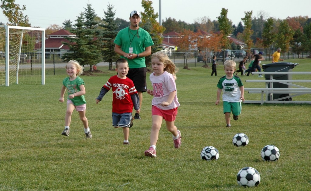 Playing soccer...