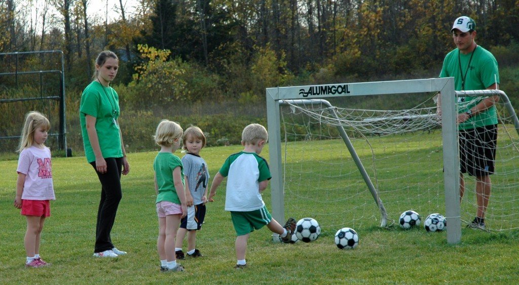 Playing soccer...