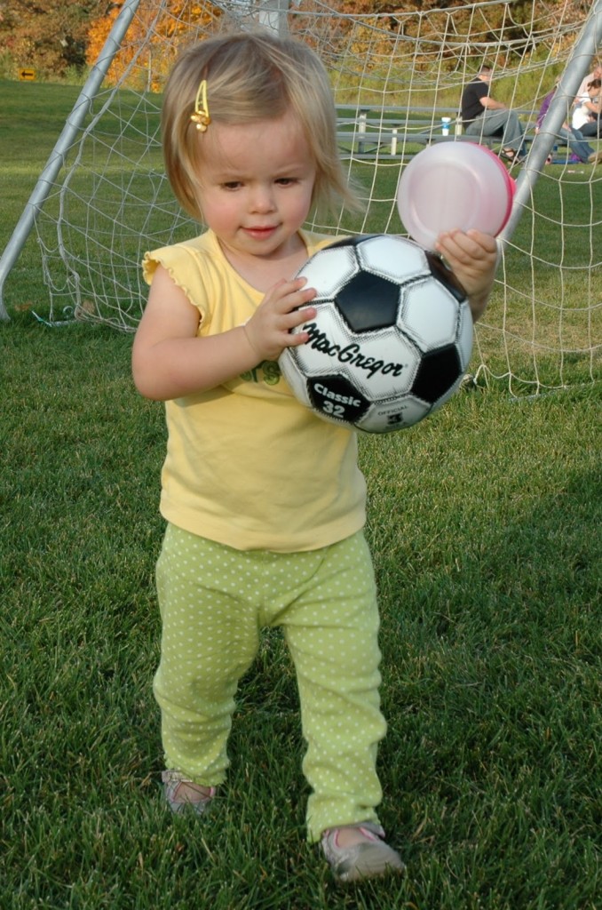 Playing soccer...