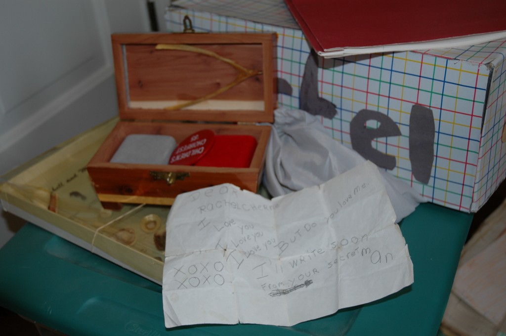 ...my treasure box, including a wishbone and a love note from summer camp...